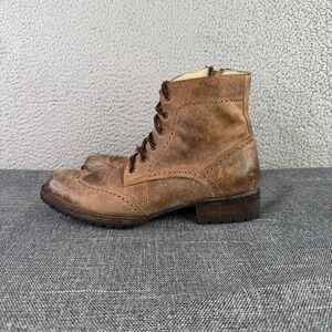 Freebird Oscar Boots Men 9 Brown Leather Wingtip Combat Side Zip FM-OSCAR